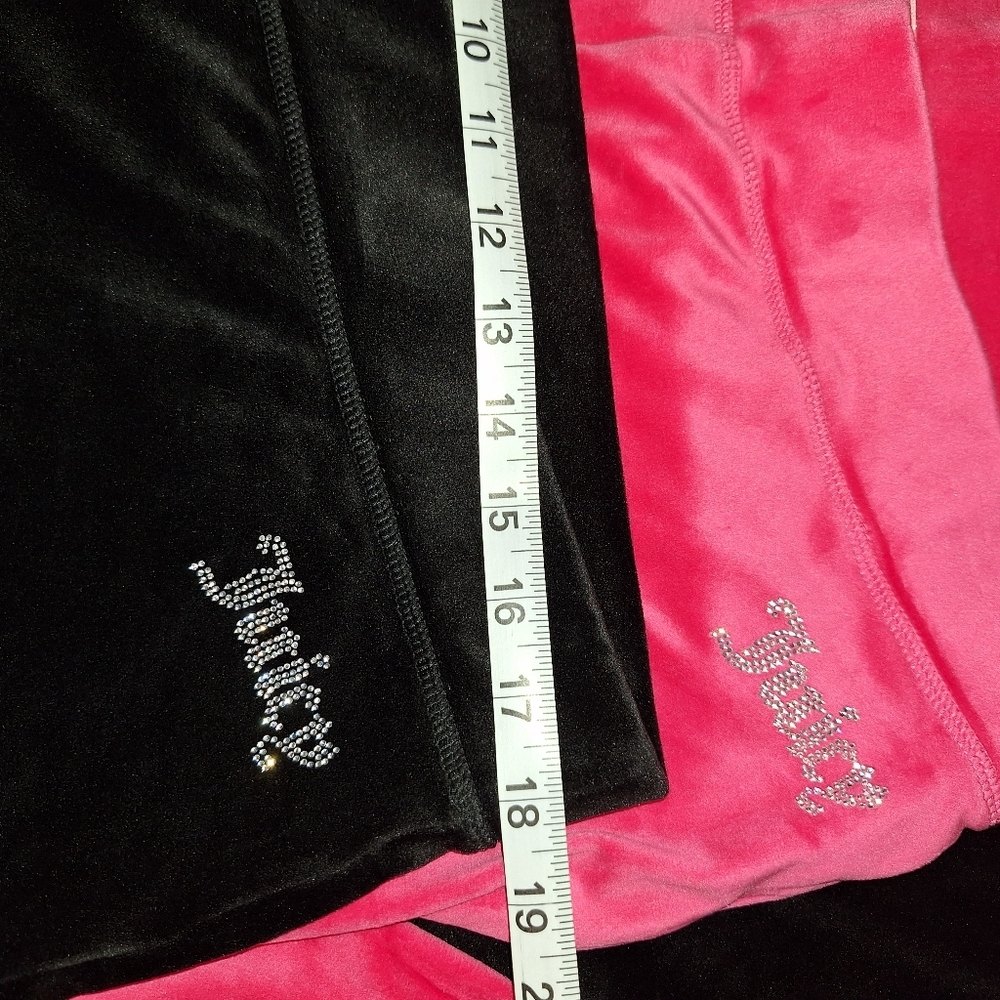 Lot Of 2 Y2K Juicy Couture Pants 2XL Activewear Hot Pink& Black Velour Yoga Logo - Picture 9 of 12
